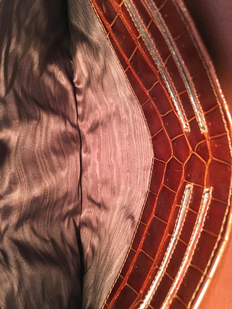 Colombo Vintage Tan Crocodile Portfolio Clutch