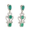 Image 3 : 8.05CT COLOMBIAN EMERALD 18K White Gold EARRING