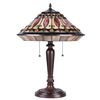 Image 2 : "MADELINE" Tiffany-style 2 Light Mission Table Lamp 16" Shade