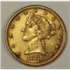 Image 1 : 1881 $5 GOLD LIBERTY