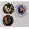 Image 2 : 3 AMERICAN SILVER EAGLES - 2001, 2004, AND 2006.