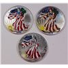 Image 1 : 3 AMERICAN SILVER EAGLES - 2003, 2000 AND 1999