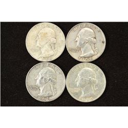 1946,56,62-D AND 64 WASHINGTON SILVER QUARTERS