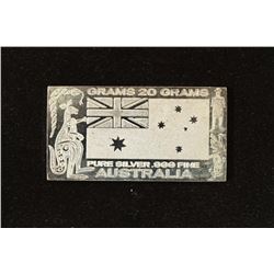 20 GRAM .999 FINE SILVER FLAG INGOT AUSTRALIA