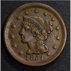 1851 LARGE CENT XF+
