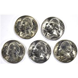 5-BU 1944-S JEFFERSON SILVER WAR NICKELS