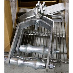 LOT OF 2, 6" BEAM CLAMPS  WITH PIPE HANGER