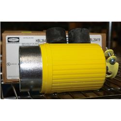 2 HUBBEL LOCK PLUGS, 3 POLE 4 WIRE GROUNDING