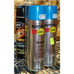 LOT OF 4 CANS RUST-OLEUM ENAMEL & 1 CAN 3M
