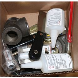 BOX OF MISC ITEMS, INCLUDES: LOTTITE 404, C-CLAMP