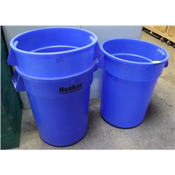 GROUP OF 3 BLUE HUSKEE 32 GALLON CONTAINER
