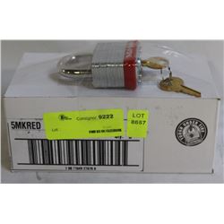 CASE OF 6 COMMERCIAL MASTER-LOCK PADLOCKS-RED