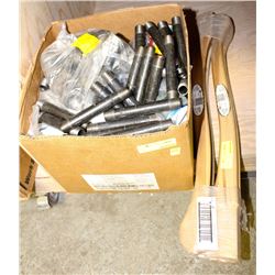 BOX OF COUPLERS & 3/4" THREADED COUPLING RODS &