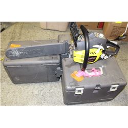 GROUP OF 3 RYOBI 14" GAS CHAINSAWS W/ CASES