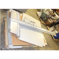 PALLET OF PEGBOARD SHELVING NEEDS ASSEMBLY