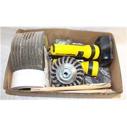 FLAT W/ FLASHLIGHTS, CUT OFF DISCS, CUP BRUSH