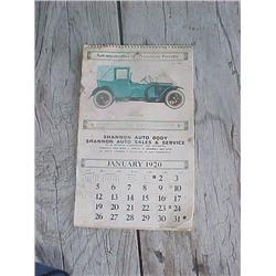 1920 "Autos of the Nineteen Twenty's" Calendar