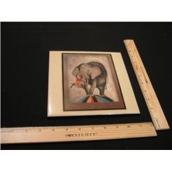 A hand painted porcelain elephant hot trivet, truly exquisite!