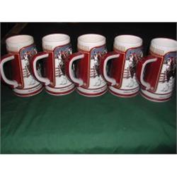 Five Anheuser Busch 1989 Collector Series Beer Steins
