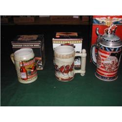 Four Budweiser Beer Steins