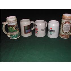 Five Miscellaneous Brewery Beer Steins
