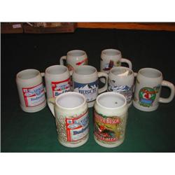 Nine Anheuser-Busch Beer Mugs