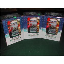 Three 1995 Budweiser Holiday Series Steins "Lighting the Way Home"  in boxes