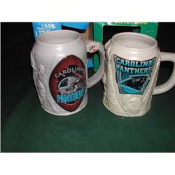Two Carolina Panther Beer Steins