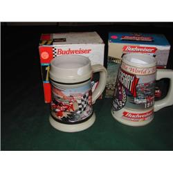 Two Budweiser NASCAR Beer Steins