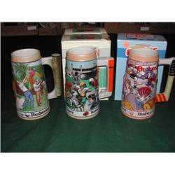 Four Budweiser Sports Series Steins