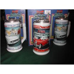 Four Budweiser Classic Car Series Steins