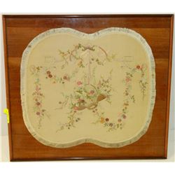 153) UNTITLED GRANDMA COASTER CLOTH ON WOOD.