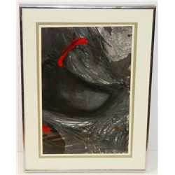 151) ABSTRACT BLOODIED CAVE PRINT. 54.5X40.5