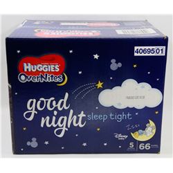 CASE OF 66 HUGGIES OVERNITES DIAPERS SIZE 5