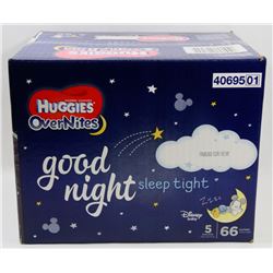CASE OF 66 HUGGIES OVERNITES DIAPERS SIZE 5