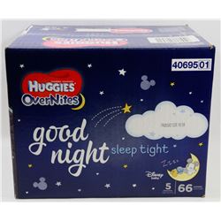 CASE OF 66 HUGGIES OVERNITES DIAPERS SIZE 5