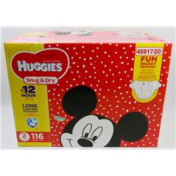 CASE OF 116 HUGGIES SNUG & DRY DIAPERS SIZE 2
