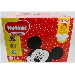 CASE OF 116 HUGGIES SNUG & DRY DIAPERS SIZE 2