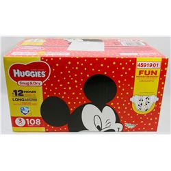 CASE OF 108 HUGGIES SNUG & DRY DIAPERS SIZE 3