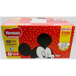 CASE OF 108 HUGGIES SNUG & DRY DIAPERS SIZE 3