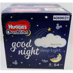 CASE OF 54 HUGGIE OVERNIGHTS DIAPERS SIZE 6