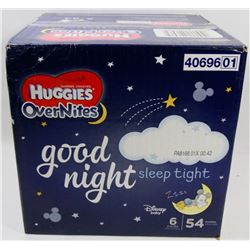 CASE OF 54 HUGGIE OVERNIGHTS DIAPERS SIZE 6
