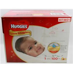 CASE OF 100 HUGGIES LITTLE SNUGGLERS DIAPERS SIZE1