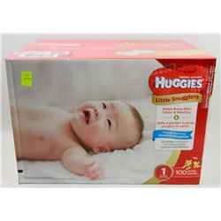 CASE OF 100 HUGGIES LITTLE SNUGGLERS DIAPERS SIZE1
