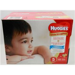 CASE OF 62 HUGGIES LITTLE SNUGGLERS DIAPERS SIZE 5