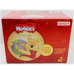 CASE OF 62 HUGGIES LITTLE SNUGGLERS DIAPERS SIZE 5