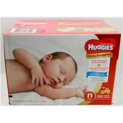 CASE OF 88 HUGGIES LITTLE SNUGGLERS DIAPERS SIZE N