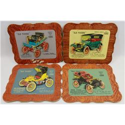 GROUP OF 4 ANTIQUE AUTOS WALL HANGINGS