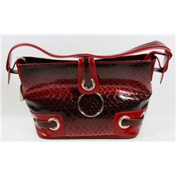 RED SNAKESKIN STYLE PURSE