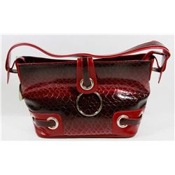 RED SNAKESKIN STYLE PURSE